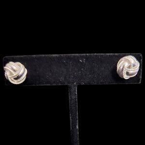 MJM 925 Sterling Silver Knot Stud Earrings Vintage Artisan Signed